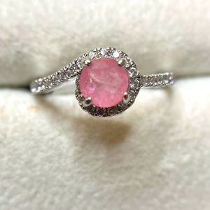 Bomb Party Ring Lab Created Pink Alexandrite Fused with Genuine Quartz + Rhodium